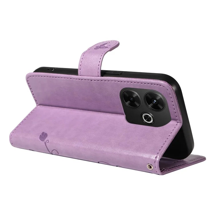 For Xiaomi Redmi 13 5G / 13 4G Case PU Leather Wallet Protective Cover Butterfly Flower Imprinted