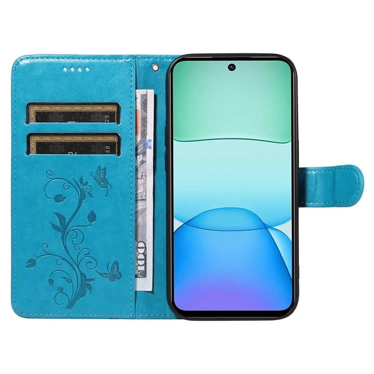 For Xiaomi Redmi 13 5G / 13 4G Case PU Leather Wallet Protective Cover Butterfly Flower Imprinted