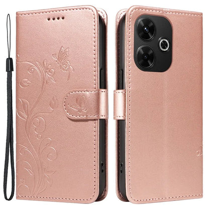 For Xiaomi Redmi 13 5G / 13 4G Case PU Leather Wallet Protective Cover Butterfly Flower Imprinted