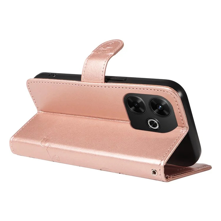 For Xiaomi Redmi 13 5G / 13 4G Case PU Leather Wallet Protective Cover Butterfly Flower Imprinted