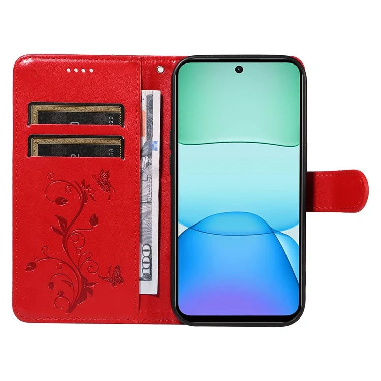 For Xiaomi Redmi 13 5G / 13 4G Case PU Leather Wallet Protective Cover Butterfly Flower Imprinted