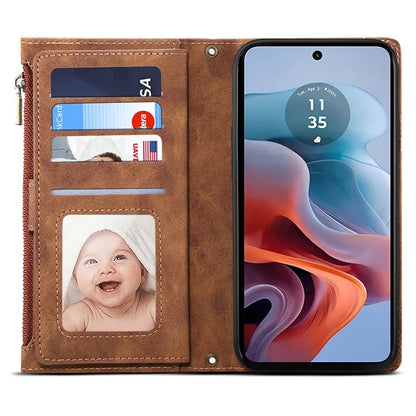 ESEBLE Star Series For Motorola Edge 50 Ultra 5G / Moto X50 Ultra 5G Case Zipper Wallet Leather Phone Cover