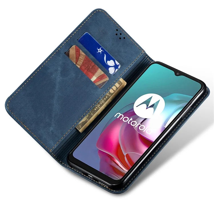 For Motorola Edge 50 Ultra 5G / Moto X50 Ultra 5G Case Flip Leather Phone Cover Jeans Cloth Texture