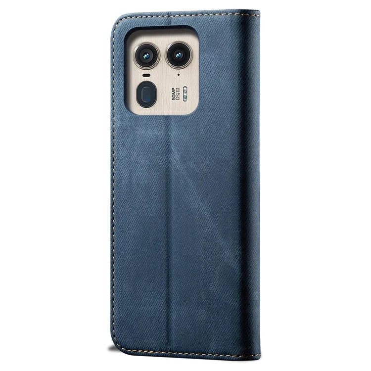 For Motorola Edge 50 Ultra 5G / Moto X50 Ultra 5G Case Flip Leather Phone Cover Jeans Cloth Texture