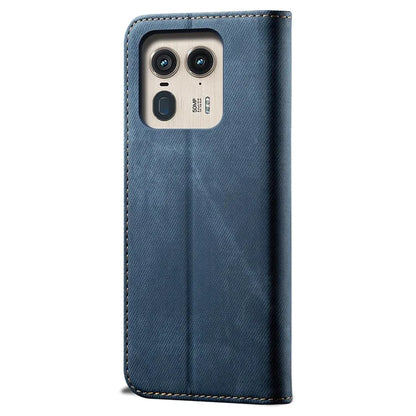 For Motorola Edge 50 Ultra 5G / Moto X50 Ultra 5G Case Flip Leather Phone Cover Jeans Cloth Texture