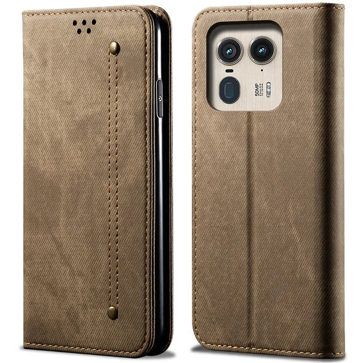 For Motorola Edge 50 Ultra 5G / Moto X50 Ultra 5G Case Flip Leather Phone Cover Jeans Cloth Texture