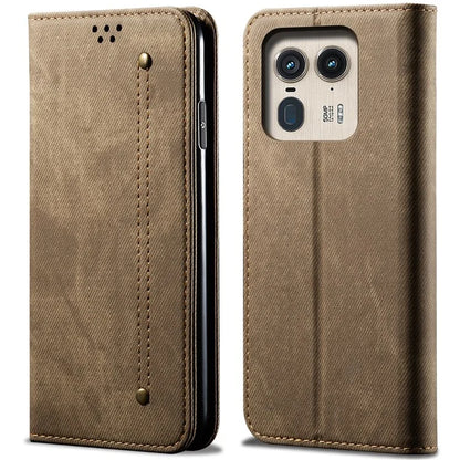For Motorola Edge 50 Ultra 5G / Moto X50 Ultra 5G Case Flip Leather Phone Cover Jeans Cloth Texture