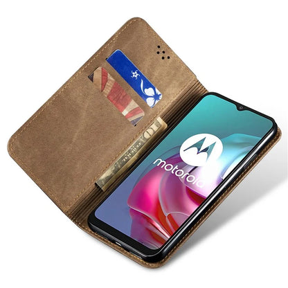 For Motorola Edge 50 Ultra 5G / Moto X50 Ultra 5G Case Flip Leather Phone Cover Jeans Cloth Texture