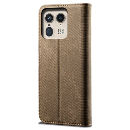 For Motorola Edge 50 Ultra 5G / Moto X50 Ultra 5G Case Flip Leather Phone Cover Jeans Cloth Texture