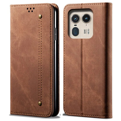 For Motorola Edge 50 Ultra 5G / Moto X50 Ultra 5G Case Flip Leather Phone Cover Jeans Cloth Texture
