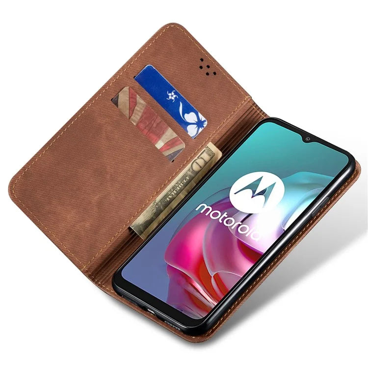 For Motorola Edge 50 Ultra 5G / Moto X50 Ultra 5G Case Flip Leather Phone Cover Jeans Cloth Texture
