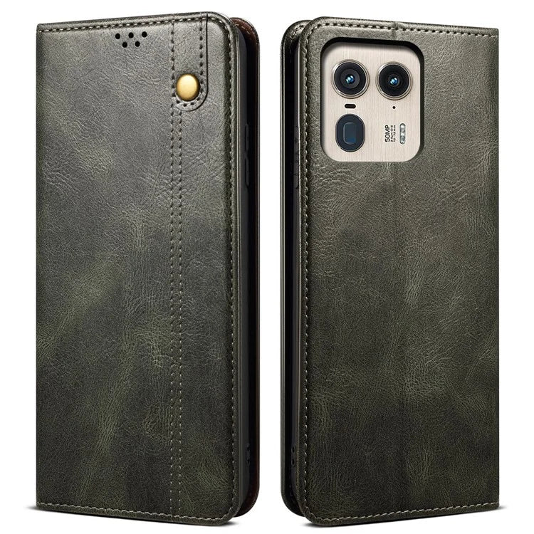 For Motorola Edge 50 Ultra 5G  /  Moto X50 Ultra 5G Case Flip Wallet Leather Phone Cover Waxy Crazy Horse Texture