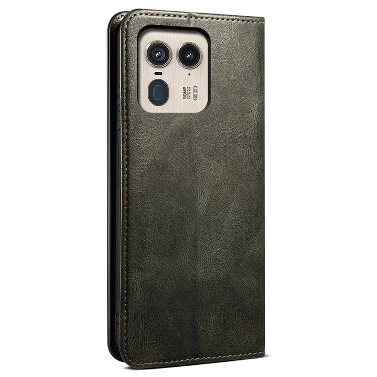 For Motorola Edge 50 Ultra 5G  /  Moto X50 Ultra 5G Case Flip Wallet Leather Phone Cover Waxy Crazy Horse Texture