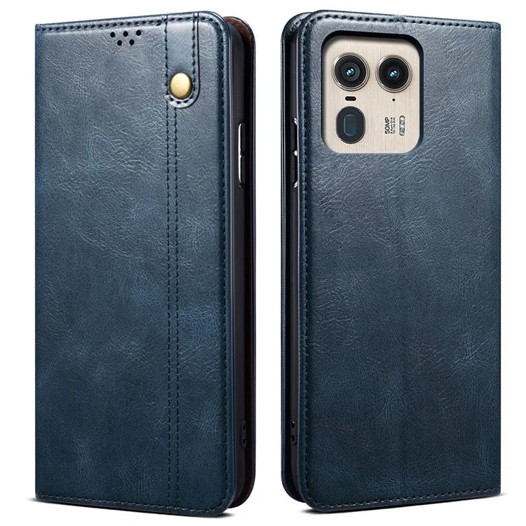 For Motorola Edge 50 Ultra 5G  /  Moto X50 Ultra 5G Case Flip Wallet Leather Phone Cover Waxy Crazy Horse Texture