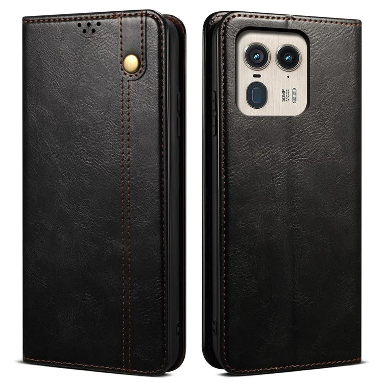 For Motorola Edge 50 Ultra 5G  /  Moto X50 Ultra 5G Case Flip Wallet Leather Phone Cover Waxy Crazy Horse Texture