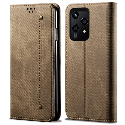 For Honor 200 Lite Case Jeans Cloth Texture Leather Phone Cover with TPU Inner Shell