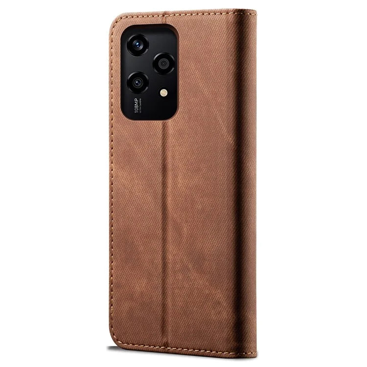 For Honor 200 Lite Case Jeans Cloth Texture Leather Phone Cover with TPU Inner Shell