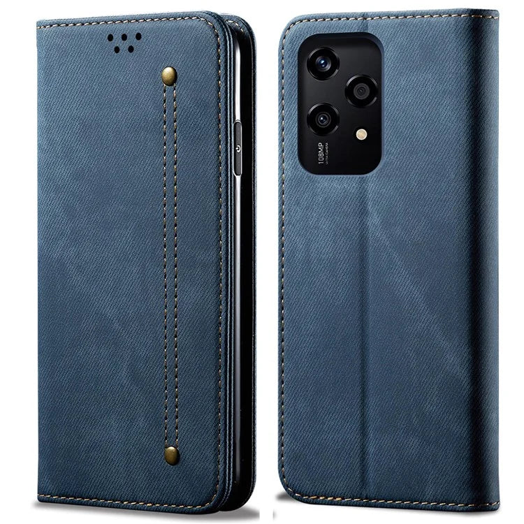 For Honor 200 Lite Case Jeans Cloth Texture Leather Phone Cover with TPU Inner Shell