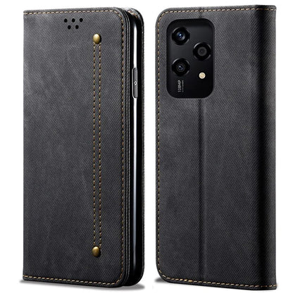 For Honor 200 Lite Case Jeans Cloth Texture Leather Phone Cover with TPU Inner Shell