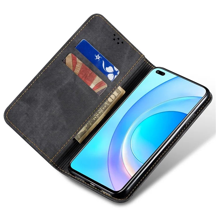 For Honor 200 Lite Case Jeans Cloth Texture Leather Phone Cover with TPU Inner Shell