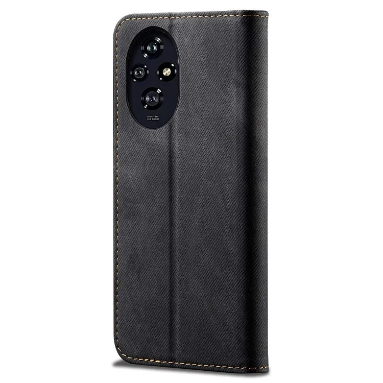 For Honor 200 5G Case Wallet Leather Phone Cover Jeans Cloth Texture Anti-Fingerprint