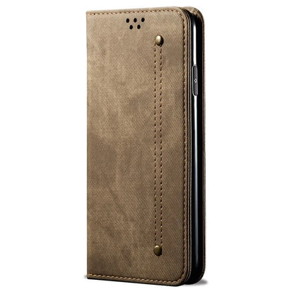 For Oppo Reno12 5G (Global) Case Leather Shockproof Phone Cover Jeans Cloth Texture Stand Function