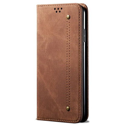 For Oppo Reno12 5G (Global) Case Leather Shockproof Phone Cover Jeans Cloth Texture Stand Function