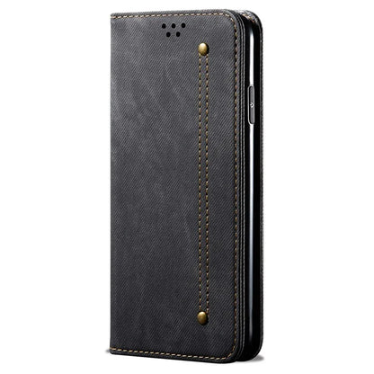 For Oppo Reno12 5G (Global) Case Leather Shockproof Phone Cover Jeans Cloth Texture Stand Function
