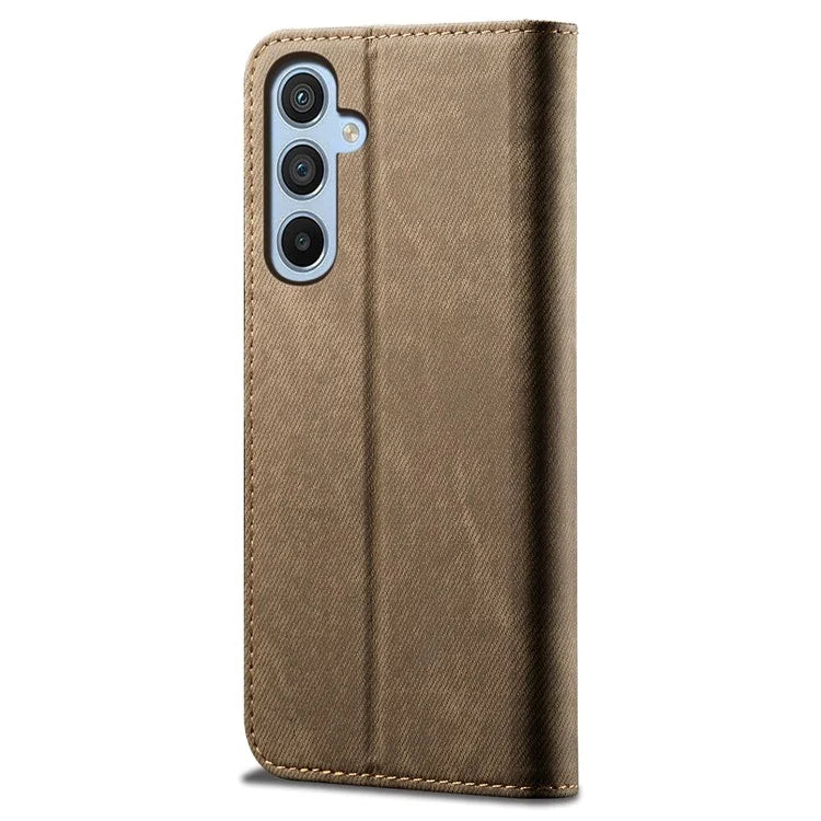 For Samsung Galaxy S24 FE Case Wallet Flip Leather Phone Cover Jeans Cloth Texture