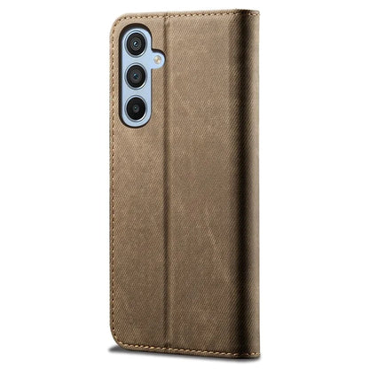 For Samsung Galaxy S24 FE Case Wallet Flip Leather Phone Cover Jeans Cloth Texture