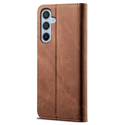 For Samsung Galaxy S24 FE Case Wallet Flip Leather Phone Cover Jeans Cloth Texture