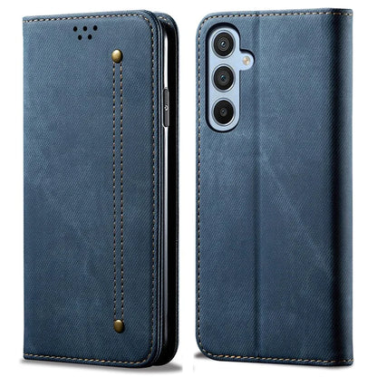 For Samsung Galaxy S24 FE Case Wallet Flip Leather Phone Cover Jeans Cloth Texture