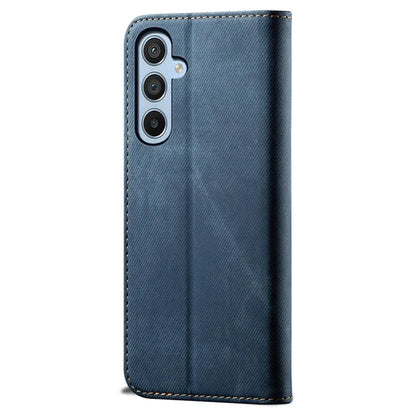 For Samsung Galaxy S24 FE Case Wallet Flip Leather Phone Cover Jeans Cloth Texture