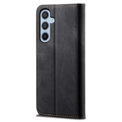 For Samsung Galaxy S24 FE Case Wallet Flip Leather Phone Cover Jeans Cloth Texture