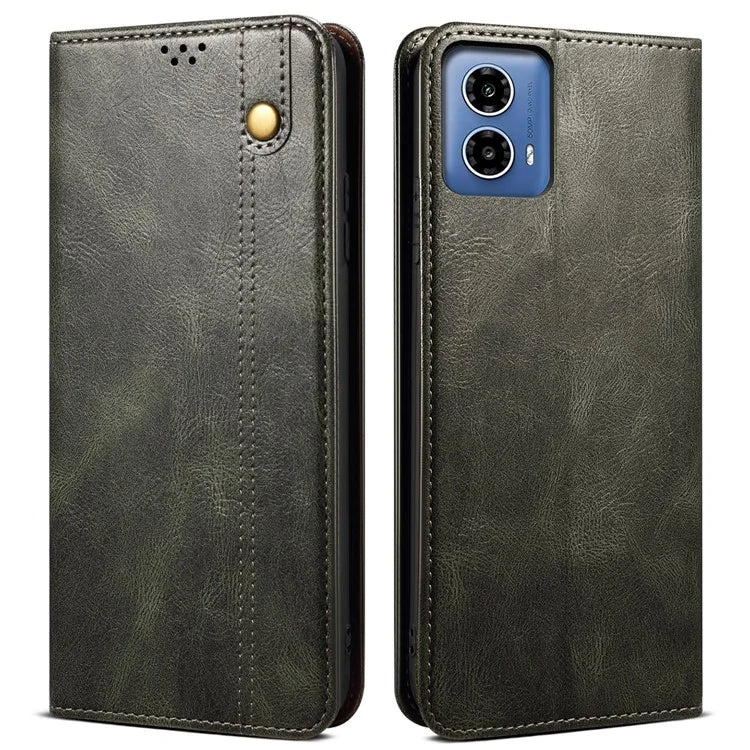 For Motorola Moto G85 5G / S50 Neo 5G Case Leather Wallet Flip Phone Cover Waxy Crazy Horse Texture