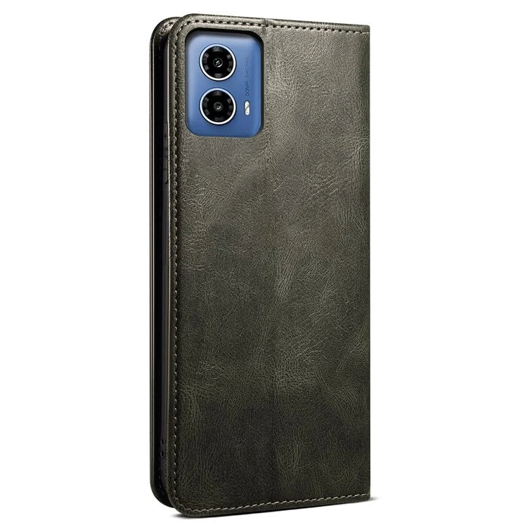 For Motorola Moto G85 5G / S50 Neo 5G Case Leather Wallet Flip Phone Cover Waxy Crazy Horse Texture