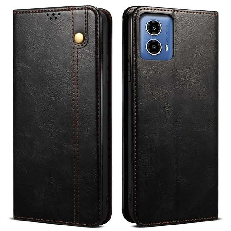 For Motorola Moto G85 5G / S50 Neo 5G Case Leather Wallet Flip Phone Cover Waxy Crazy Horse Texture