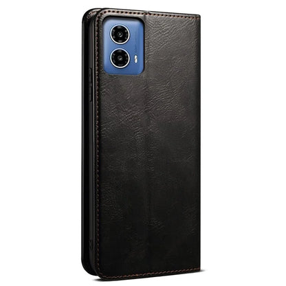 For Motorola Moto G85 5G / S50 Neo 5G Case Leather Wallet Flip Phone Cover Waxy Crazy Horse Texture