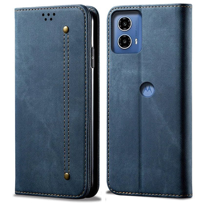 For Motorola Moto G45 5G / G34 5G 5G Case Leather Jeans Cloth Texture Phone Cover Card Slots Magnetic Closure