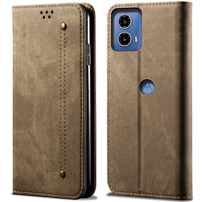 For Motorola Moto G45 5G / G34 5G 5G Case Leather Jeans Cloth Texture Phone Cover Card Slots Magnetic Closure