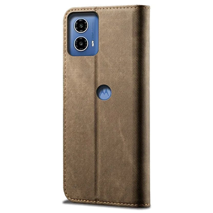 For Motorola Moto G45 5G / G34 5G 5G Case Leather Jeans Cloth Texture Phone Cover Card Slots Magnetic Closure