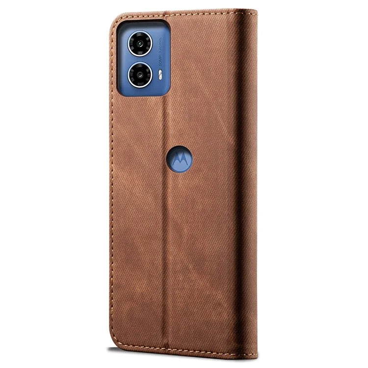 For Motorola Moto G45 5G / G34 5G 5G Case Leather Jeans Cloth Texture Phone Cover Card Slots Magnetic Closure
