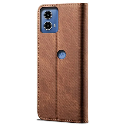 For Motorola Moto G45 5G / G34 5G 5G Case Leather Jeans Cloth Texture Phone Cover Card Slots Magnetic Closure