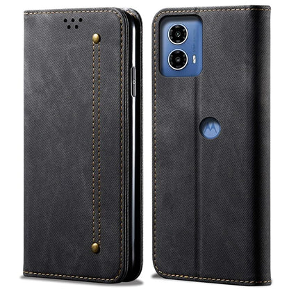 For Motorola Moto G45 5G / G34 5G 5G Case Leather Jeans Cloth Texture Phone Cover Card Slots Magnetic Closure