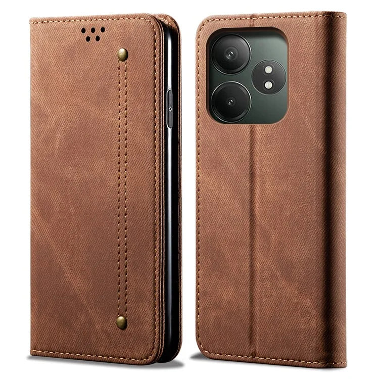 For Realme GT Neo6 SE 5G / GT Neo6 5G / GT 6T 5G / GT 6 5G Case Jeans Cloth Texture Wallet Flip Leather Phone Cover
