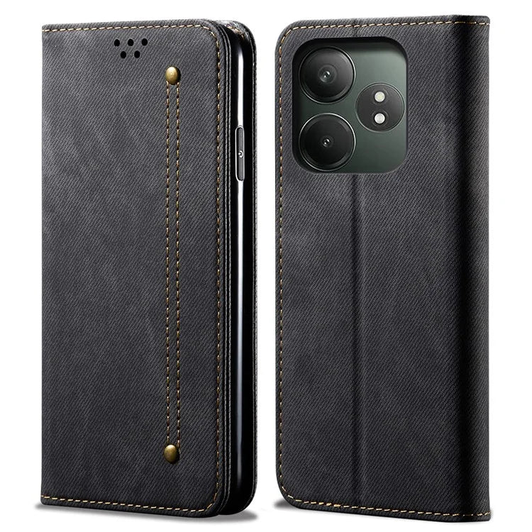 For Realme GT Neo6 SE 5G / GT Neo6 5G / GT 6T 5G / GT 6 5G Case Jeans Cloth Texture Wallet Flip Leather Phone Cover