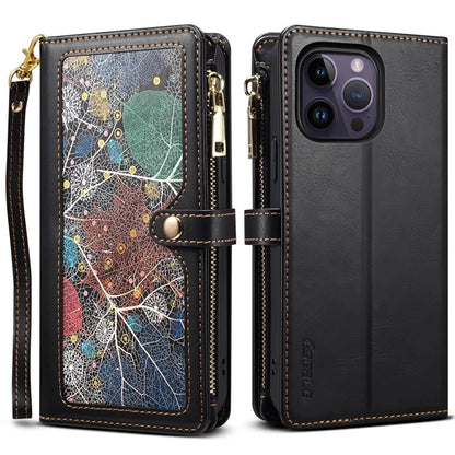 ESEBLE Galaxy Series For iPhone 16 Pro Case Leather Phone Cover with RFID Blocking Wallet