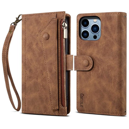 ESEBLE Star Series For iPhone 16 Pro Max Case Zipper Wallet Anti-Drop PU Leather Phone Cover