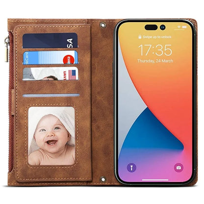 ESEBLE Star Series For iPhone 16 Pro Max Case Zipper Wallet Anti-Drop PU Leather Phone Cover