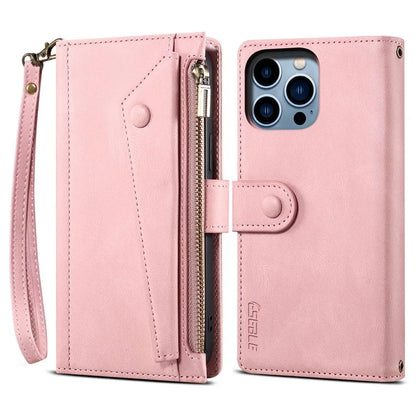 ESEBLE Star Series For iPhone 16 Pro Max Case Zipper Wallet Anti-Drop PU Leather Phone Cover